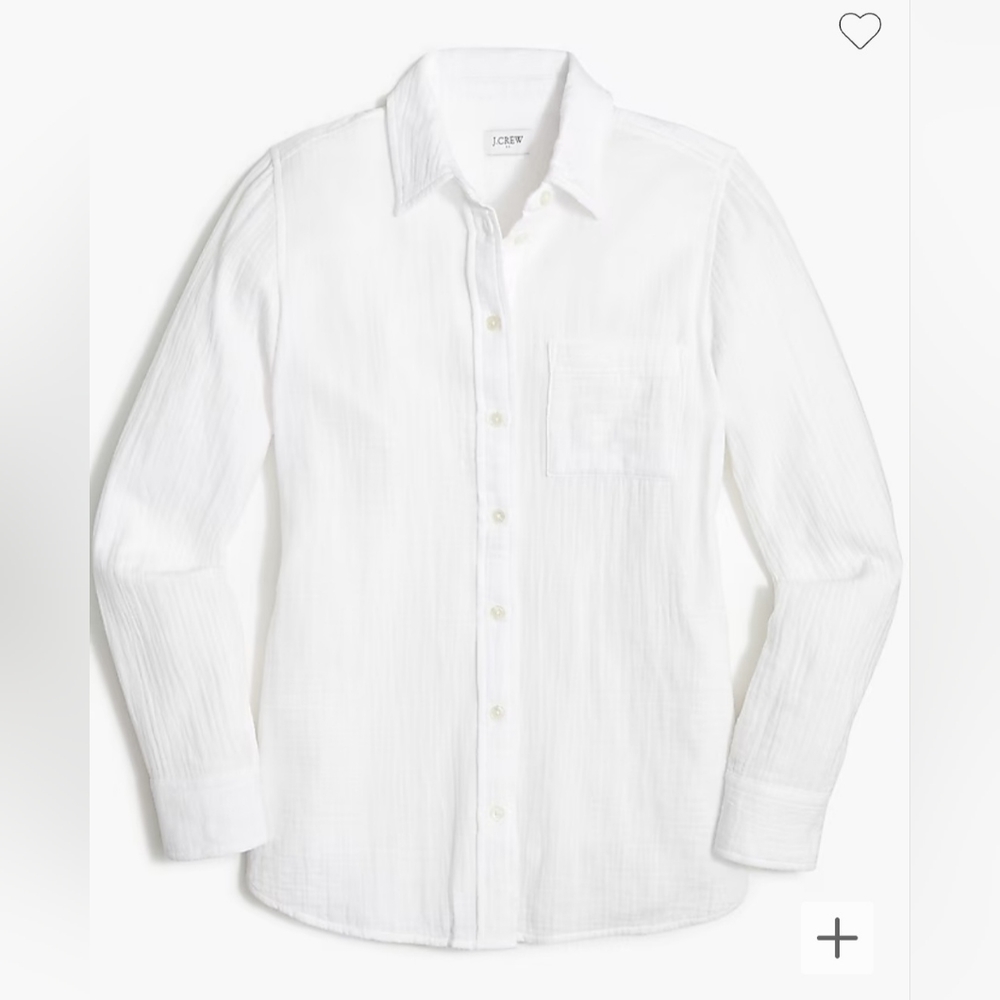 J crew white gauze button up shirt